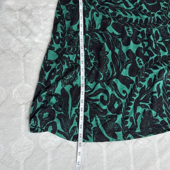 IGIGI Green Black Wrap Dress 12 Made USA Long Sleeve Stretch Midi Holiday Chic - Picture 6 of 11